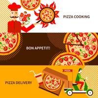 Pizza delivery flat horizontal banners set
