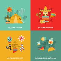 Conjunto de iconos mexicanos vector