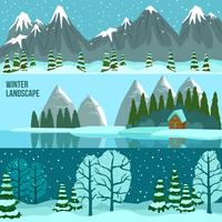 Winter Landscape Panorama Banners vector