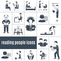 Reading People Icons Set vector