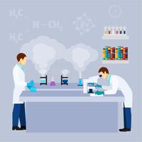 Chemical lab science research flat poster vector