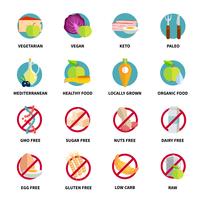 Diets Icons Set vector