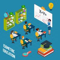 School Education  Isometric Concept vector