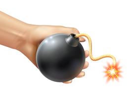 Hand Holding A Bomb Illustration  vector