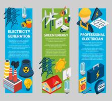 Electricity Isometric Banner Set vector