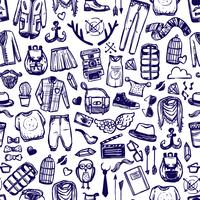 Hipster fashion clothing doodle seamless pattern vector
