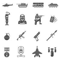 Army Black White Icons Set  vector