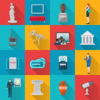 Museum Icons Flat Set vector