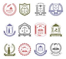 Conjunto de sellos de logotipo de ley y orden vector