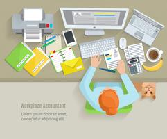 Lugar de trabajo Accounter Flat vector