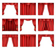 Theatre Curtain Icons Set vector