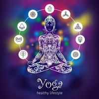  Yoga lotus meditating woman color banner