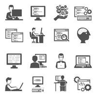 Programmer Icons Set vector