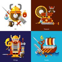 Conjunto de iconos del ejército vikingo vector