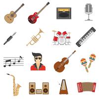 Iconos de la música plana vector