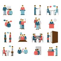 Meeting People Flat Color Icons vector