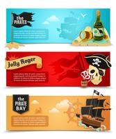 Pirates flat banners set  vector