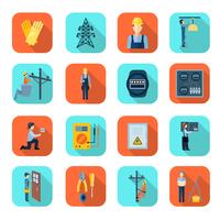 Electricity man professional flat icons collection vector