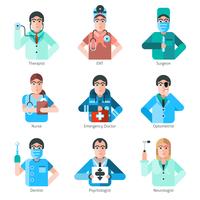 Conjunto de iconos de carácter médico vector