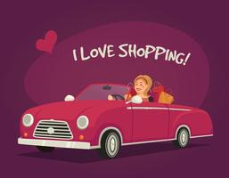 Woman Driving Shopping  vector