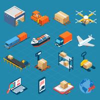  Isometric Logistic Icons vector