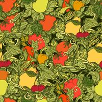 Leaves vegetables and fruits seamless pattern