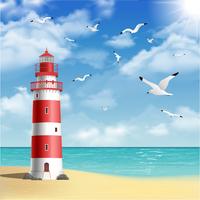 Lighthouse On The Beach vector