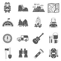 Iconos de turismo negro vector