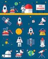 Space Cosmos Exploration Flat Icons Set vector