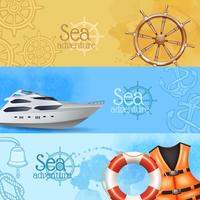 Sea Adventure Banners Set vector