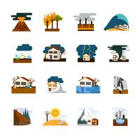 Natural Disaster Flat Icons Set vector
