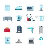 Flat Color Icons Set Of Household Appliances vector