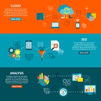 Database Analytics Flat Horizontal Banners Set  vector