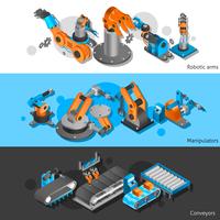 Industrial robot banner set vector