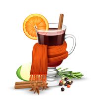 Mulled wine and scarf vector