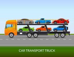 Ilustración de camiones de transporte de coches vector