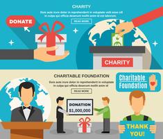  Charity And Donations Banners Set vector