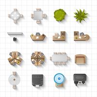 Office Interior Icons Top View vector