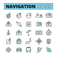 Map navigation outlined icons set vector