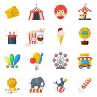 Circus icons flat set vector