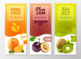 Conjunto de banners verticales de frutas 3 anuncios vector