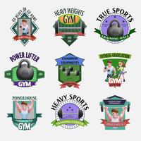 Heavy Weights Fitness Emblems Set vector