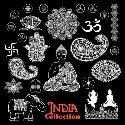  India Design Elements Chalkboard  Set