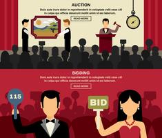 Auction And Bidding Banners Set  vector