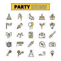 Conjunto de iconos de pictogramas fiesta oitlined vector