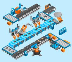 Industrial robot isometric concept vector