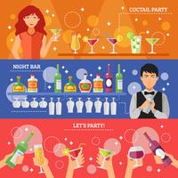 Cocktail Party Night Bar Flat Banners vector