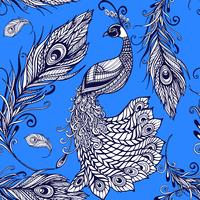 Peacock bird feathers seamless background pattern vector