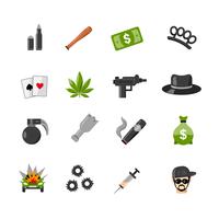 Flat Isolated Gangster Icons