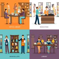 Servicio de biblioteca 2x2 Set vector